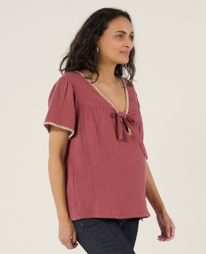 Soraya nursing and maternity blouse - Plum
