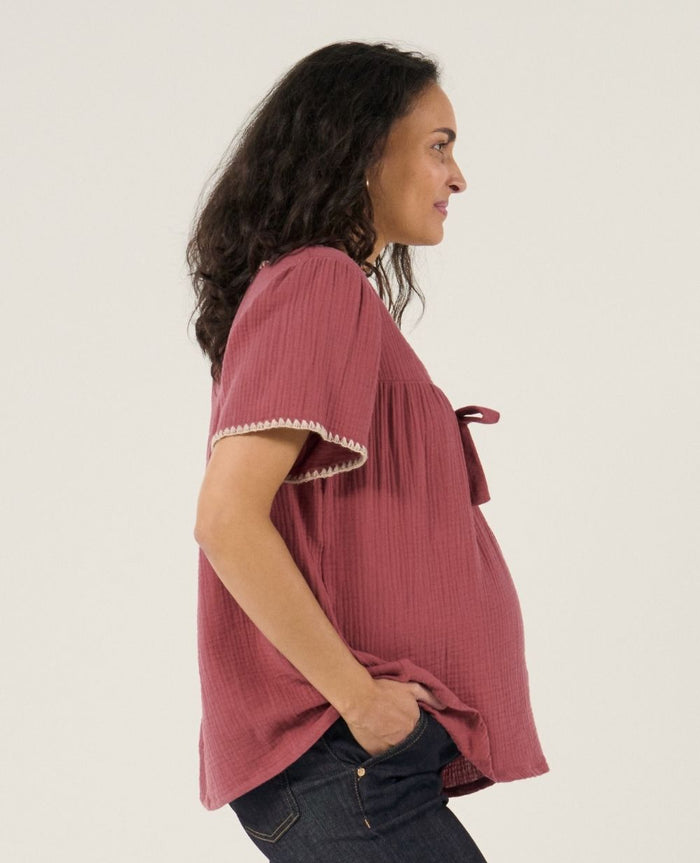 Soraya nursing and maternity blouse - Plum
