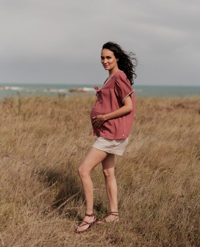 Soraya nursing and maternity blouse - Plum