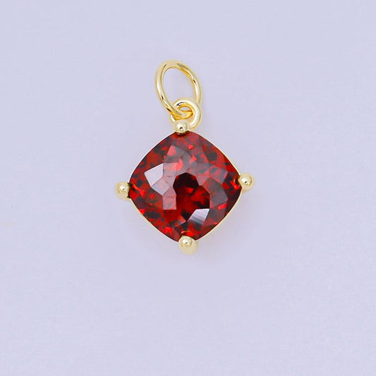Square Birthstone Charm