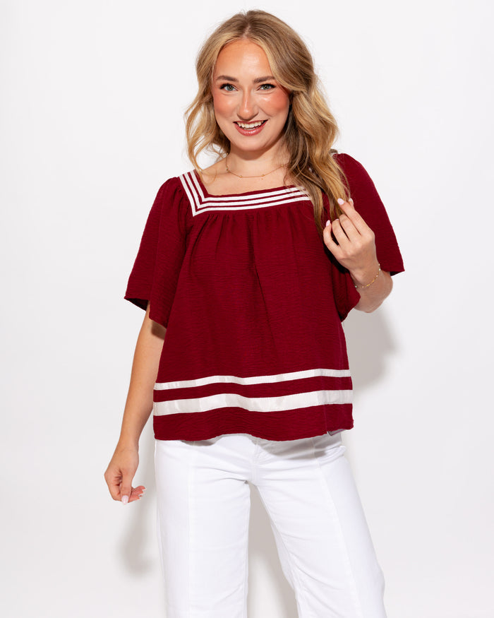 Square Neck Flare Sleeve Top