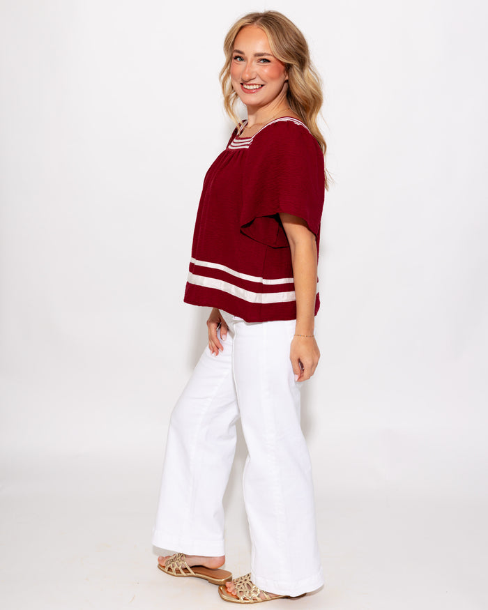 Square Neck Flare Sleeve Top