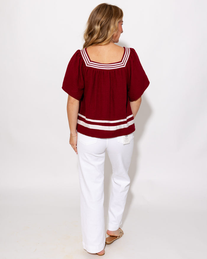 Square Neck Flare Sleeve Top