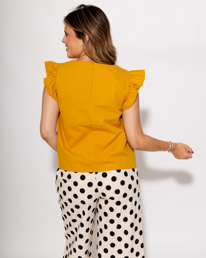 Square Neck Red Bloom Embroidery Top