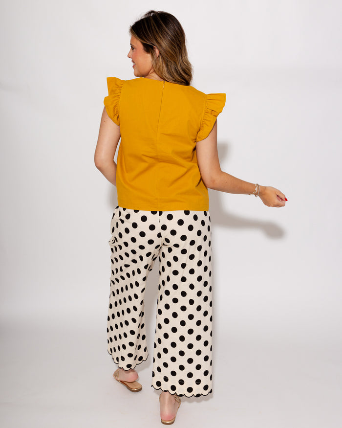 Square Neck Red Bloom Embroidery Top