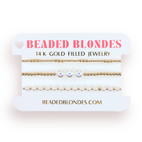 Stack of 3: Dainty ILY, Isla Pearl, Mini Luci Bracelet