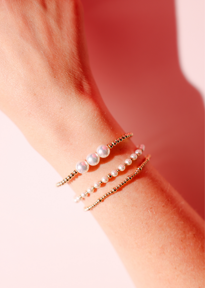 Stack of 3: Dainty ILY, Isla Pearl, Mini Luci Bracelet