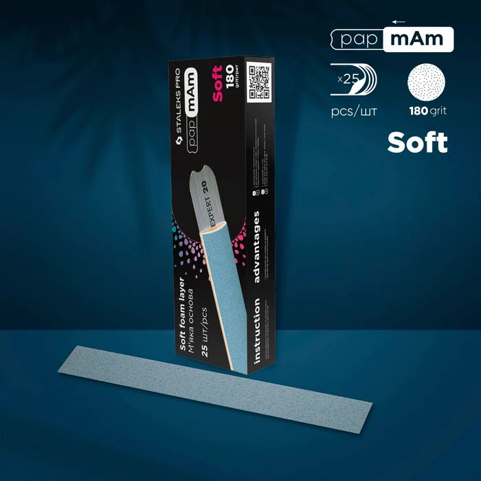Staleks Disposable Files papmAm (soft base) Exclusive 20 (180 grit, 25 pcs) Nail file Staleks