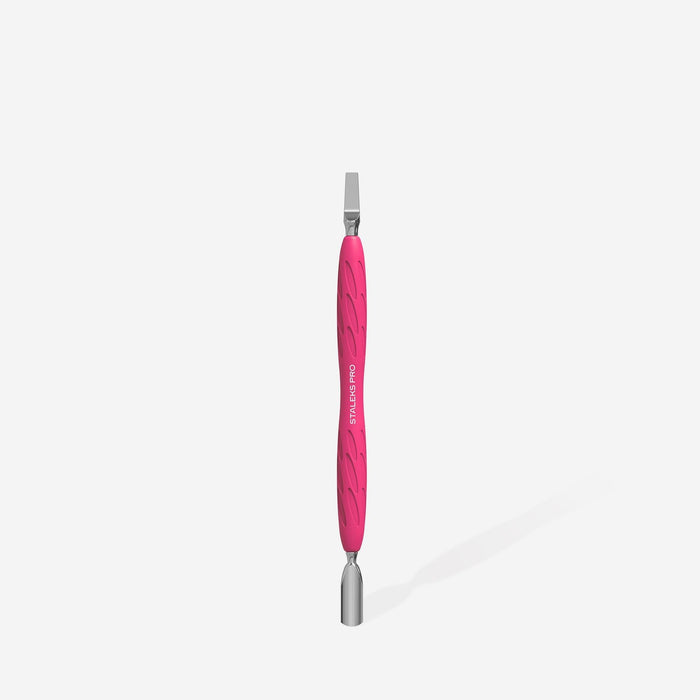 Staleks Manicure pusher with silicone handle “Gummy” UNIQ 10 TYPE 5 (narrow rounded pusher + wide blade) Cuticle Pusher Staleks