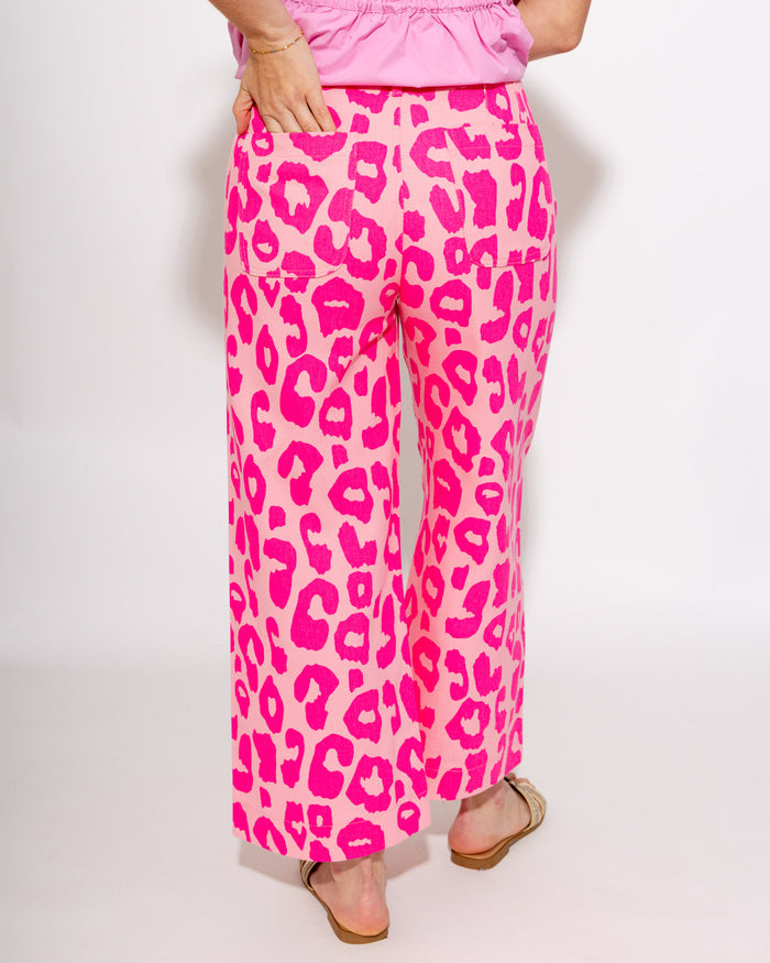 Standout Cropped Leopard Pants in Pink