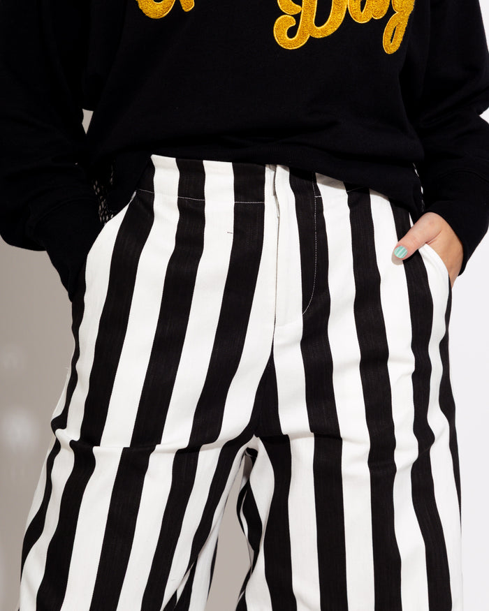 Statement Stripe Wide Leg Pants in Black