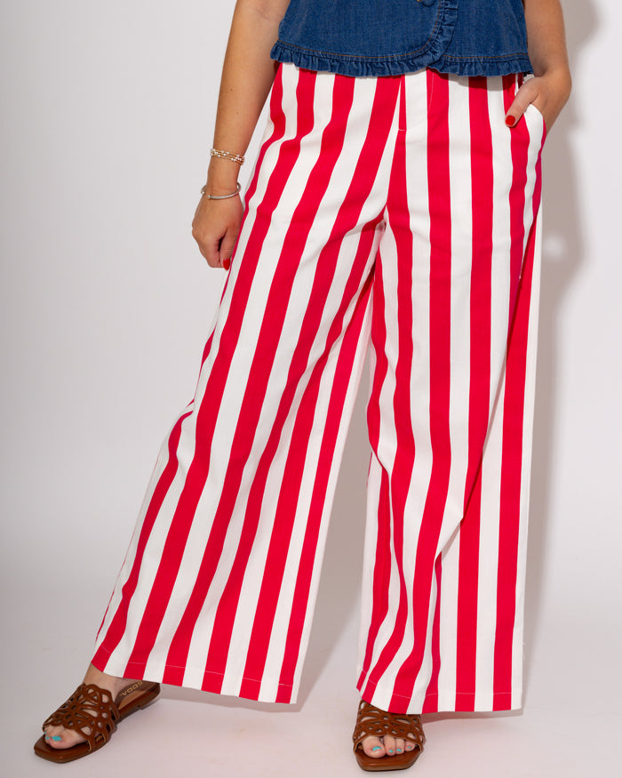 Statement Stripe Wide Leg Pants in Fuchsia