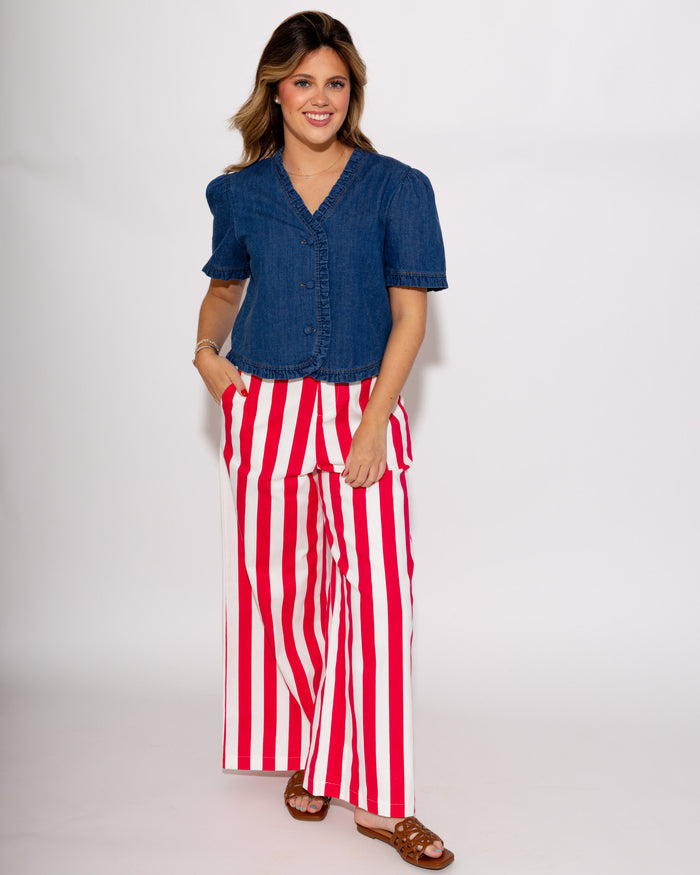 Statement Stripe Wide Leg Pants in Fuchsia