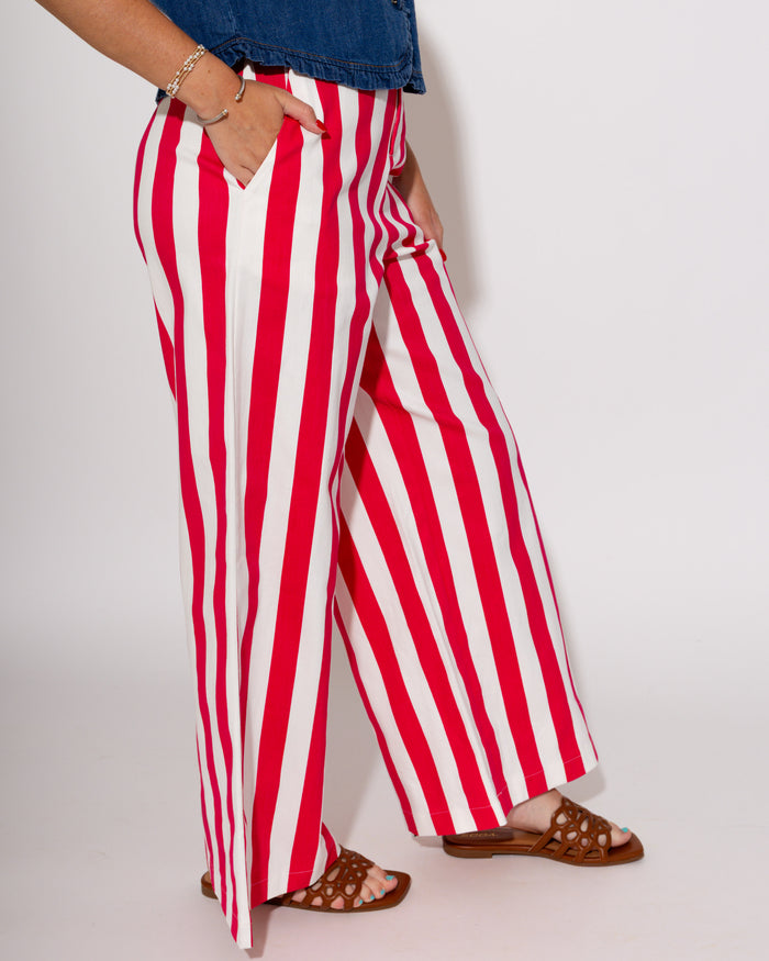 Statement Stripe Wide Leg Pants in Fuchsia