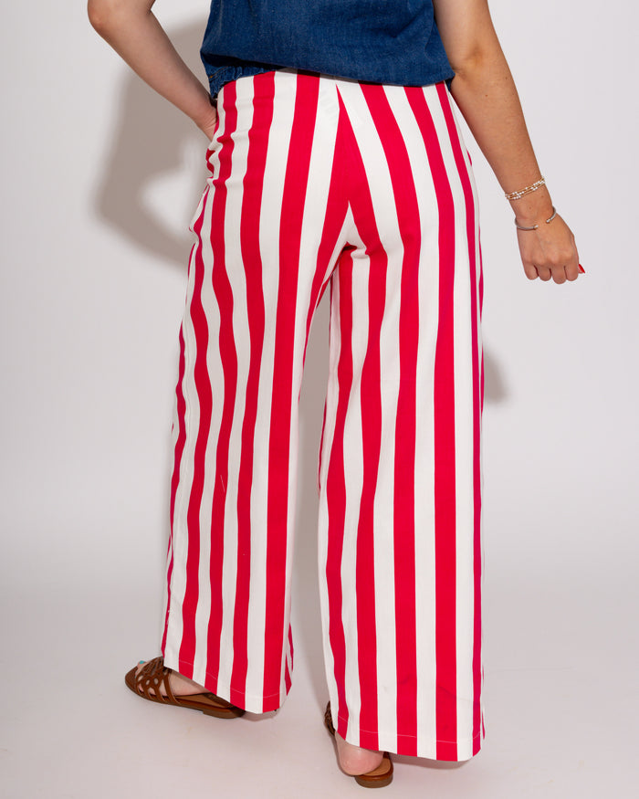 Statement Stripe Wide Leg Pants in Fuchsia