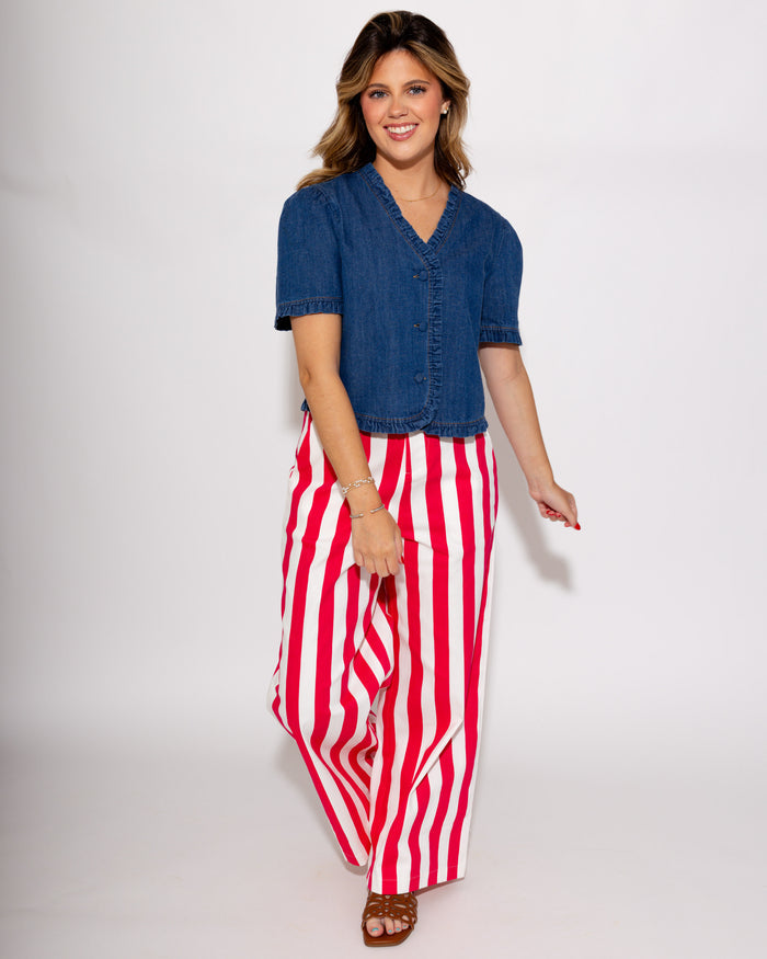 Statement Stripe Wide Leg Pants in Fuchsia
