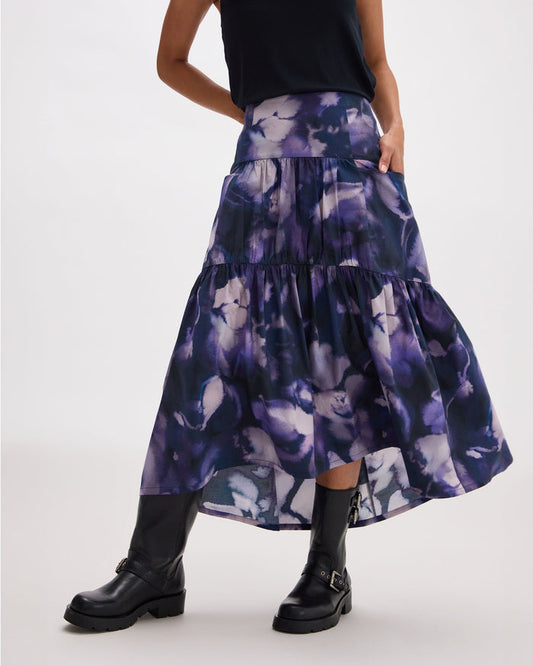 Richer Poorer - Stevie Tiered Maxi Skirt - Purple Ghost Floral - PURPLE GHOST FLORAL