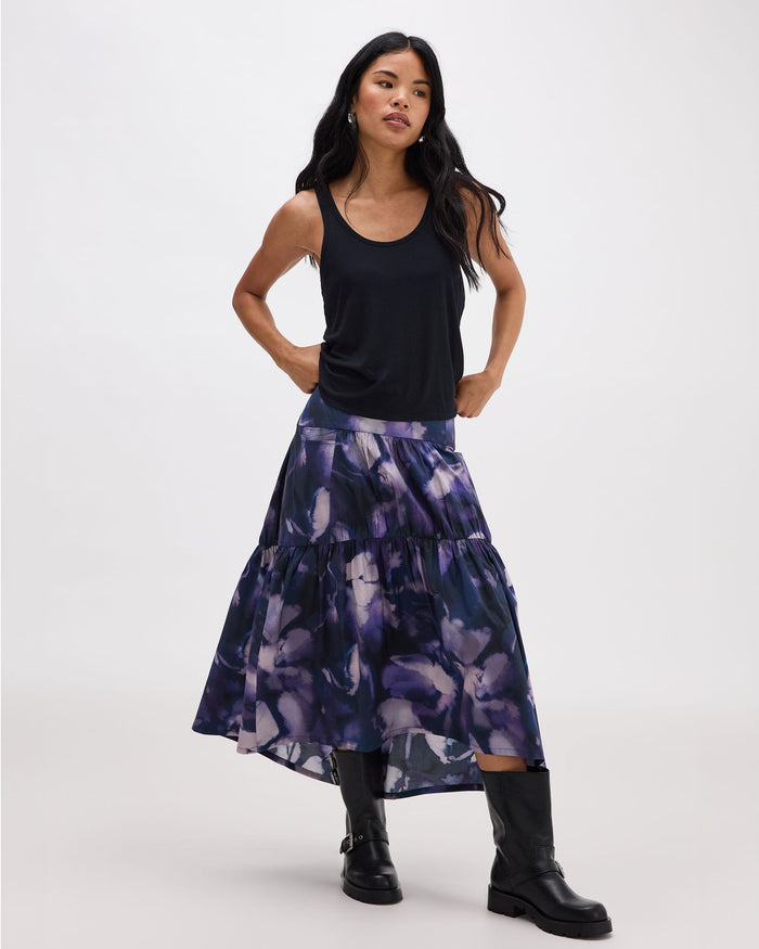 Richer Poorer - Stevie Tiered Maxi Skirt - Purple Ghost Floral -