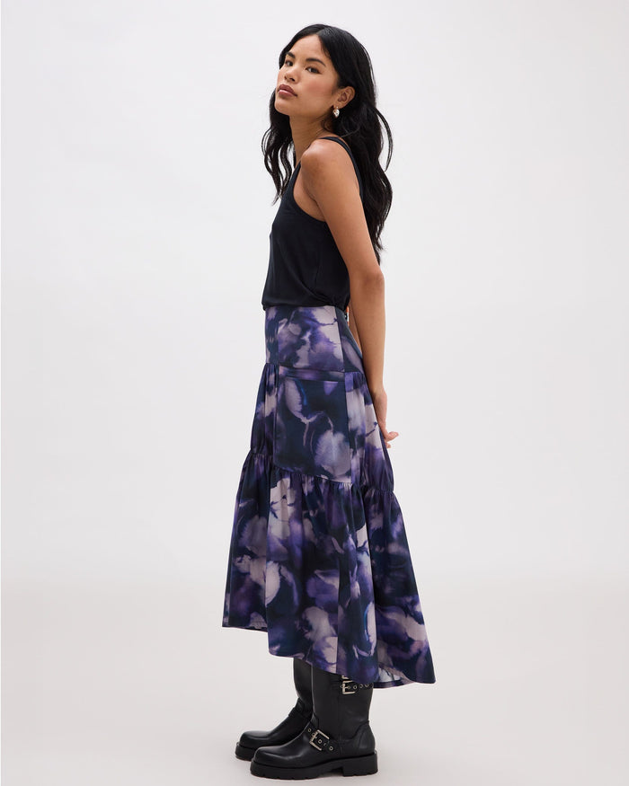 Richer Poorer - Stevie Tiered Maxi Skirt - Purple Ghost Floral -