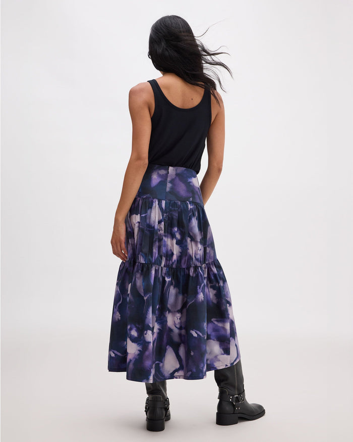 Richer Poorer - Stevie Tiered Maxi Skirt - Purple Ghost Floral -