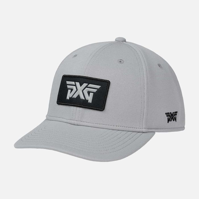 Stretch Patch Snapback Hat in Grey, back view