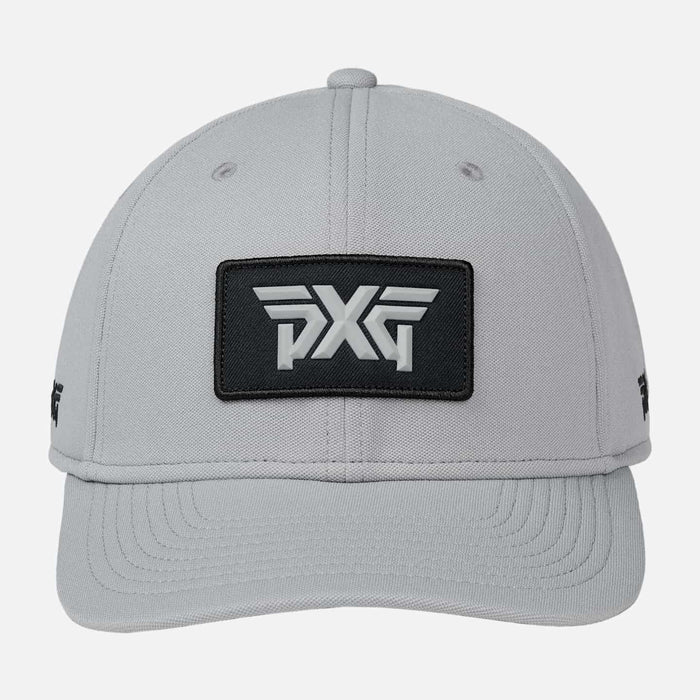 Stretch Patch Snapback Hat in Grey, back view