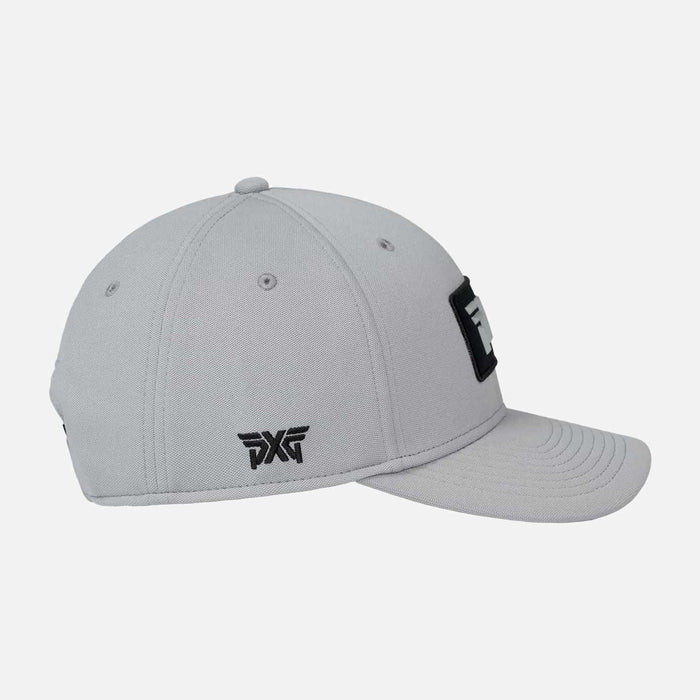 Stretch Patch Snapback Hat in Grey, back view