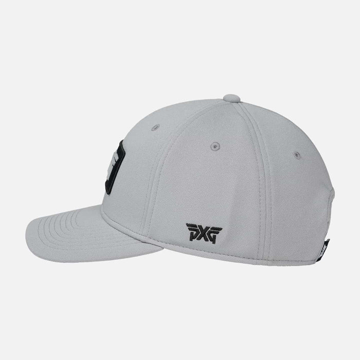Stretch Patch Snapback Hat in Grey, back view