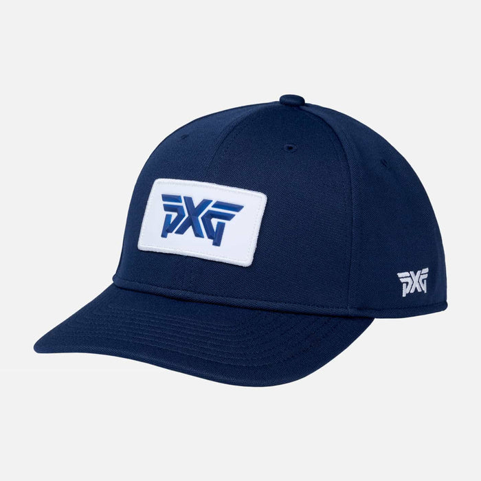 Stretch Patch Snapback Hat in Navy, back view