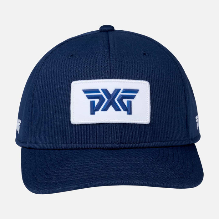 Stretch Patch Snapback Hat in Navy, back view