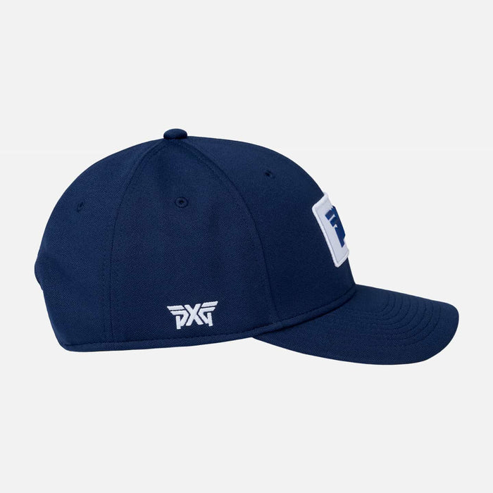 Stretch Patch Snapback Hat in Navy, back view