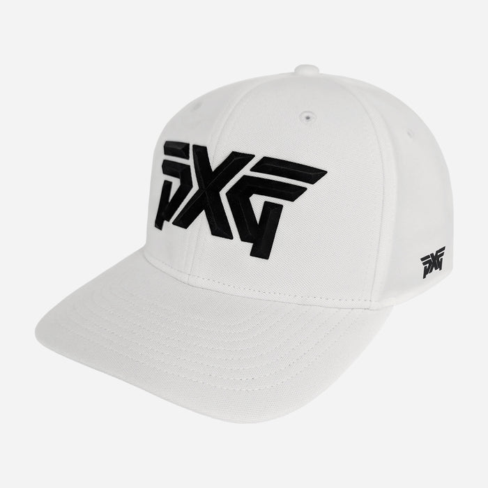 Stretch Snapback Hat in White, back view