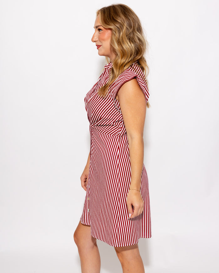 Stripe Cap Sleeve Button Down Mini