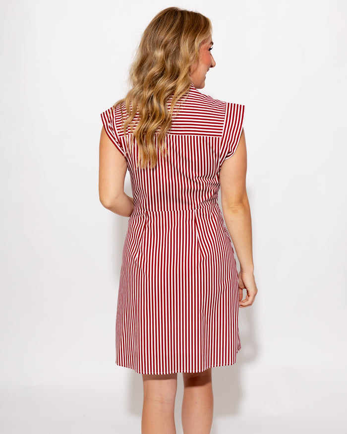 Stripe Cap Sleeve Button Down Mini
