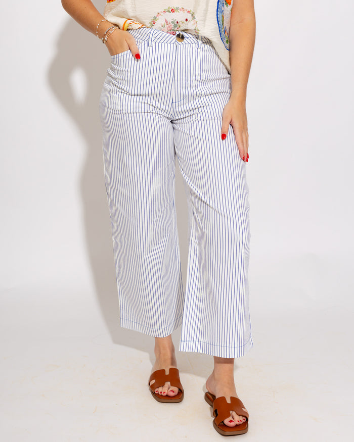Stripe High-Waist Barrel Pants