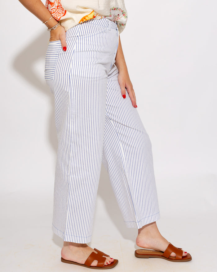 Stripe High-Waist Barrel Pants