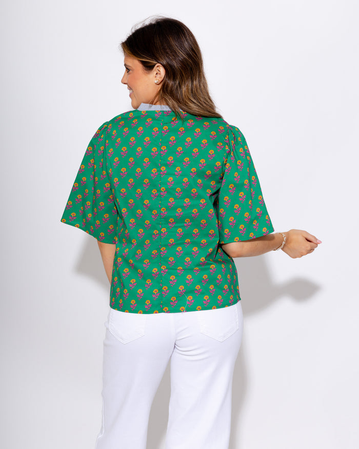 Striped Yoke Floral Top