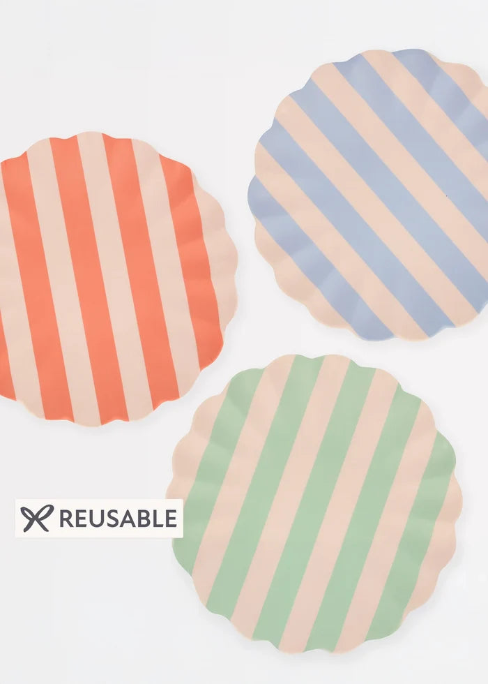 Meri Meri - Stripy Reusable Bamboo Large Plates -