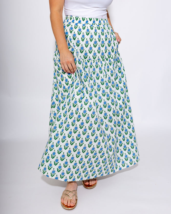 Blue Floral Peplum Top Maxi Skirt Set - JODIFL - Gaudie & Co. Southeast Texas Boutique