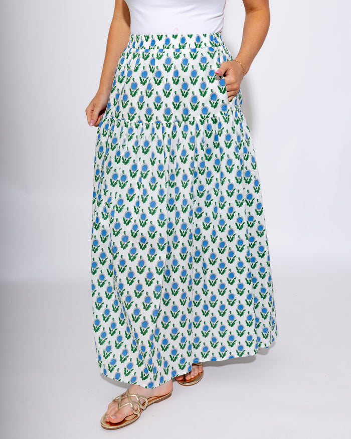 Blue Floral Peplum Top Maxi Skirt Set - JODIFL - Gaudie & Co. Southeast Texas Boutique