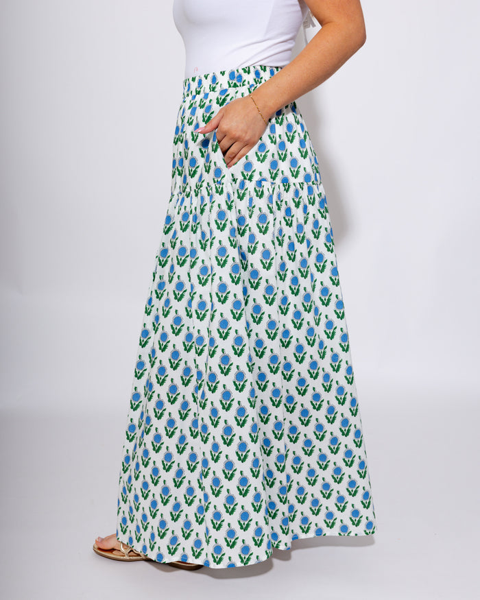 Blue Floral Peplum Top Maxi Skirt Set - JODIFL - Gaudie & Co. Southeast Texas Boutique