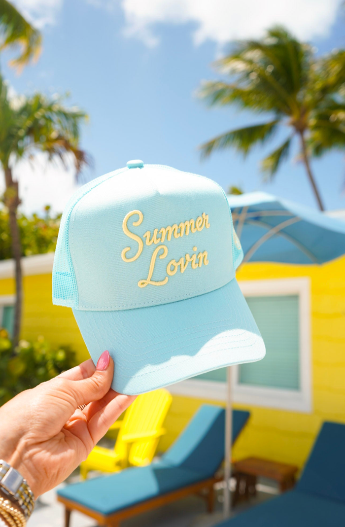 Summer Lovin - Baby Blue Canvas Trucker Hat
