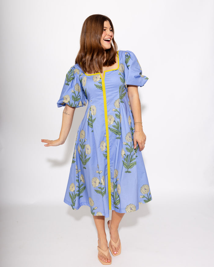 Sunny Trim Floral Midi Dress