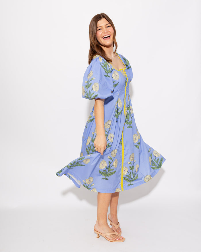 Sunny Trim Floral Midi Dress