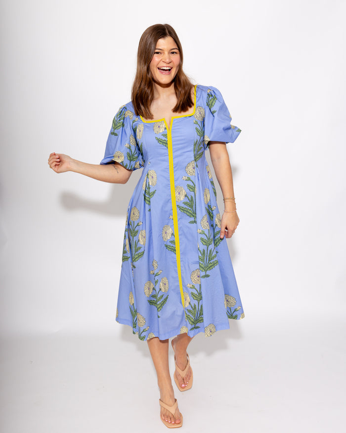 Sunny Trim Floral Midi Dress