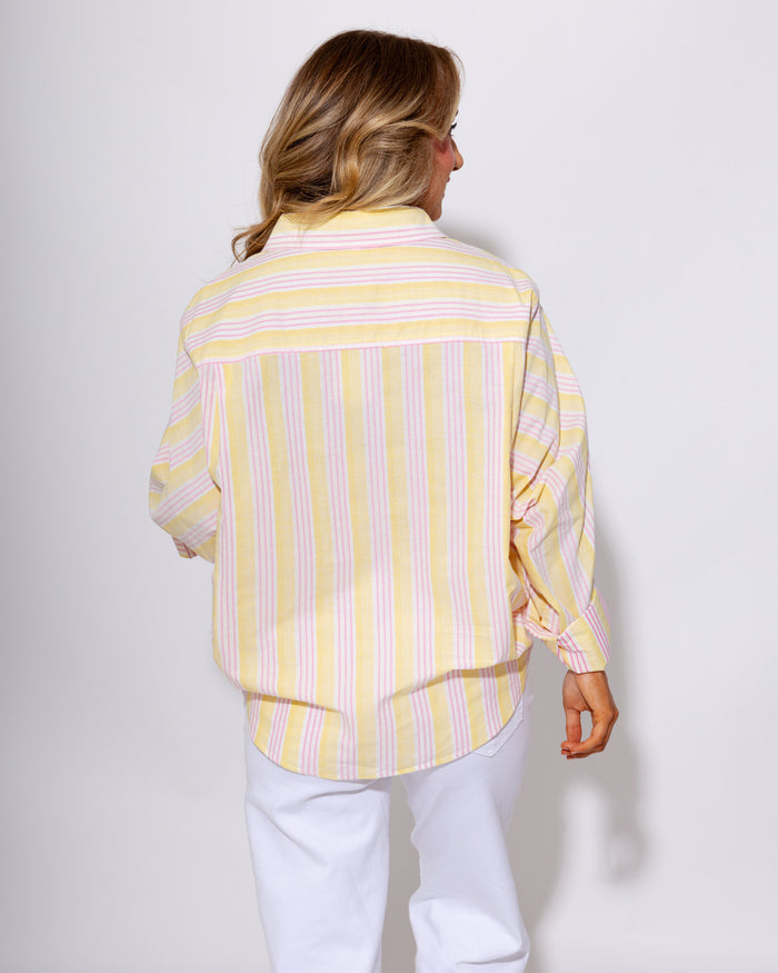 Sunshine Stripe Oversized Button-Up Top