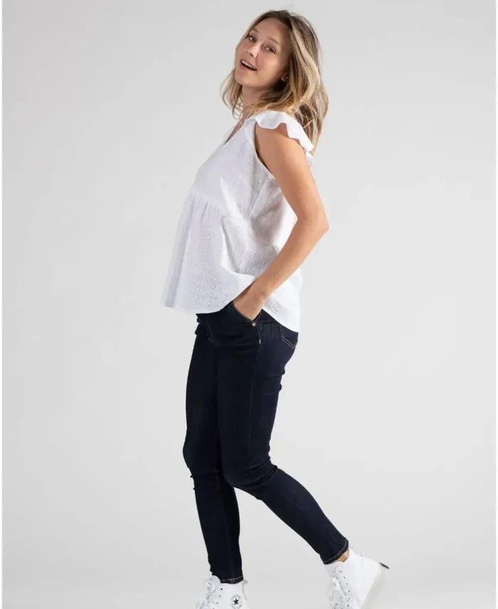 Suzanne white embroidered butterfly top for pregnancy