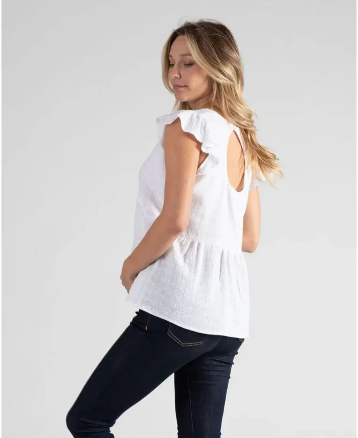 Suzanne white embroidered butterfly top for pregnancy