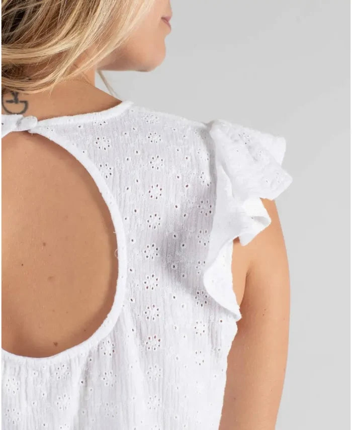 Suzanne white embroidered butterfly top for pregnancy