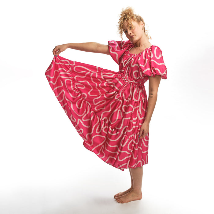 Boyko - Suzy Dress - Hot Pink Squiggle -